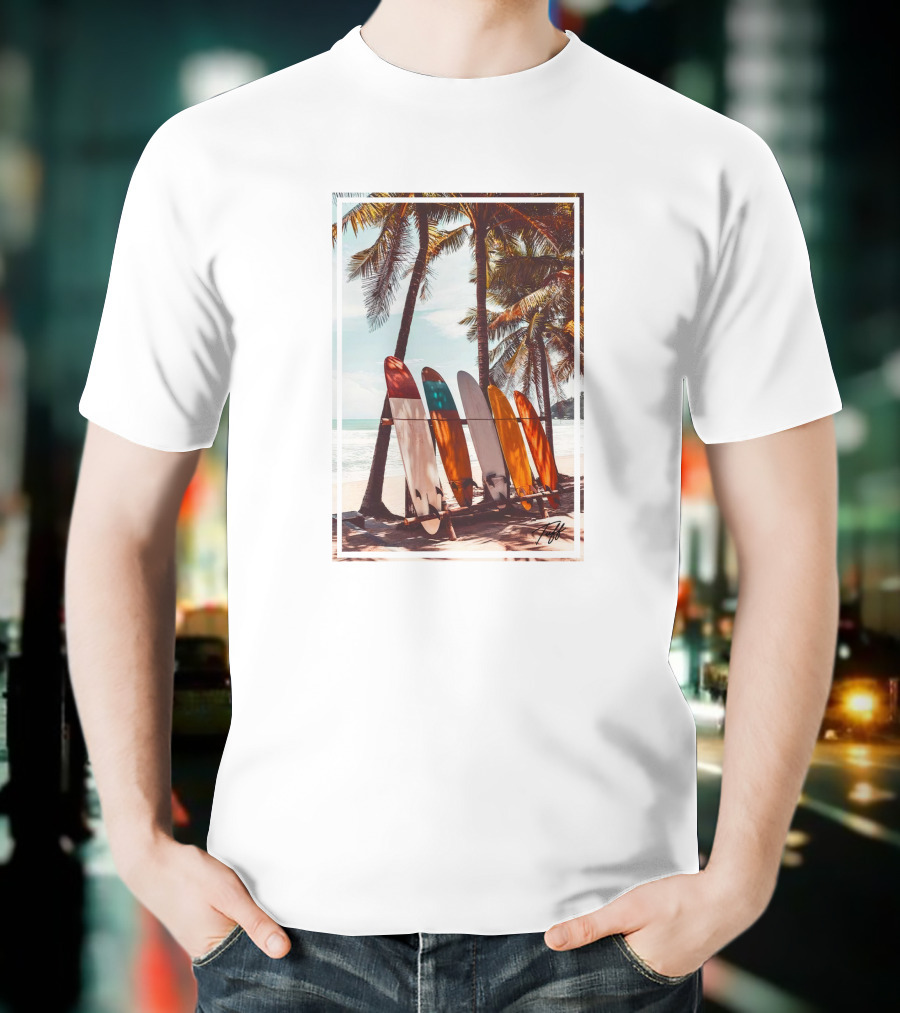 Tuff Surfboards Tropical Palm Beach Scene T-Shirt