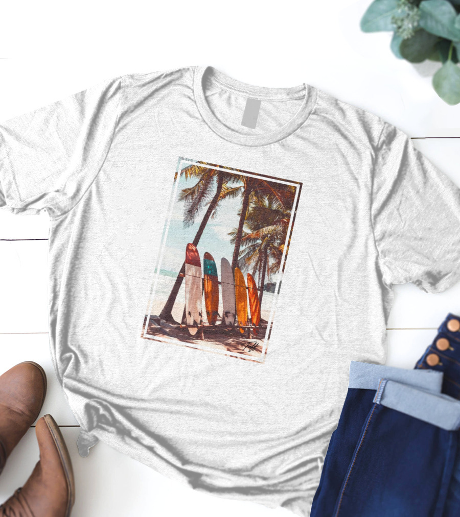 Tuff Surfboards Tropical Palm Beach Scene T-Shirt