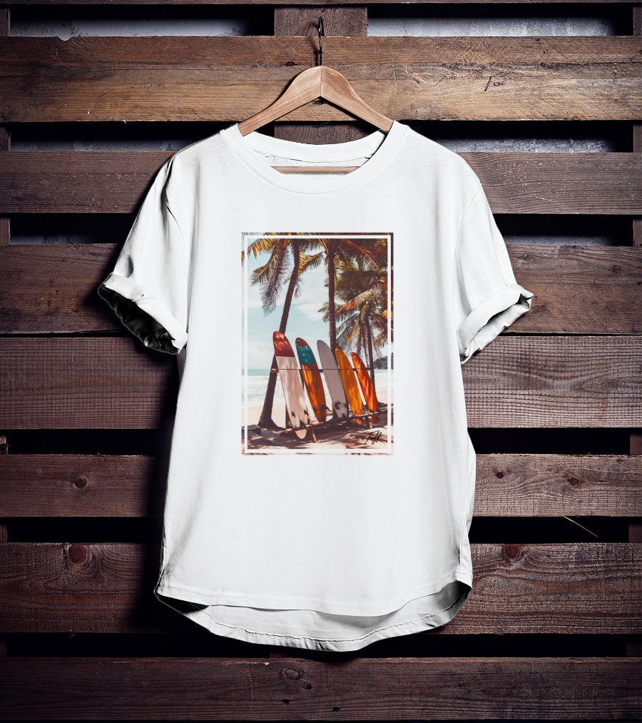 Tuff Surfboards Tropical Palm Beach Scene T-Shirt