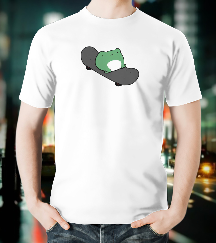 Skateboard Frog On Minimalist Deck T-Shirt
