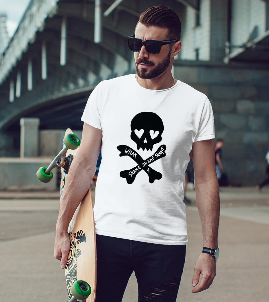 What A Shame Skull And Crossbones With Heart Eyes T-Shirt