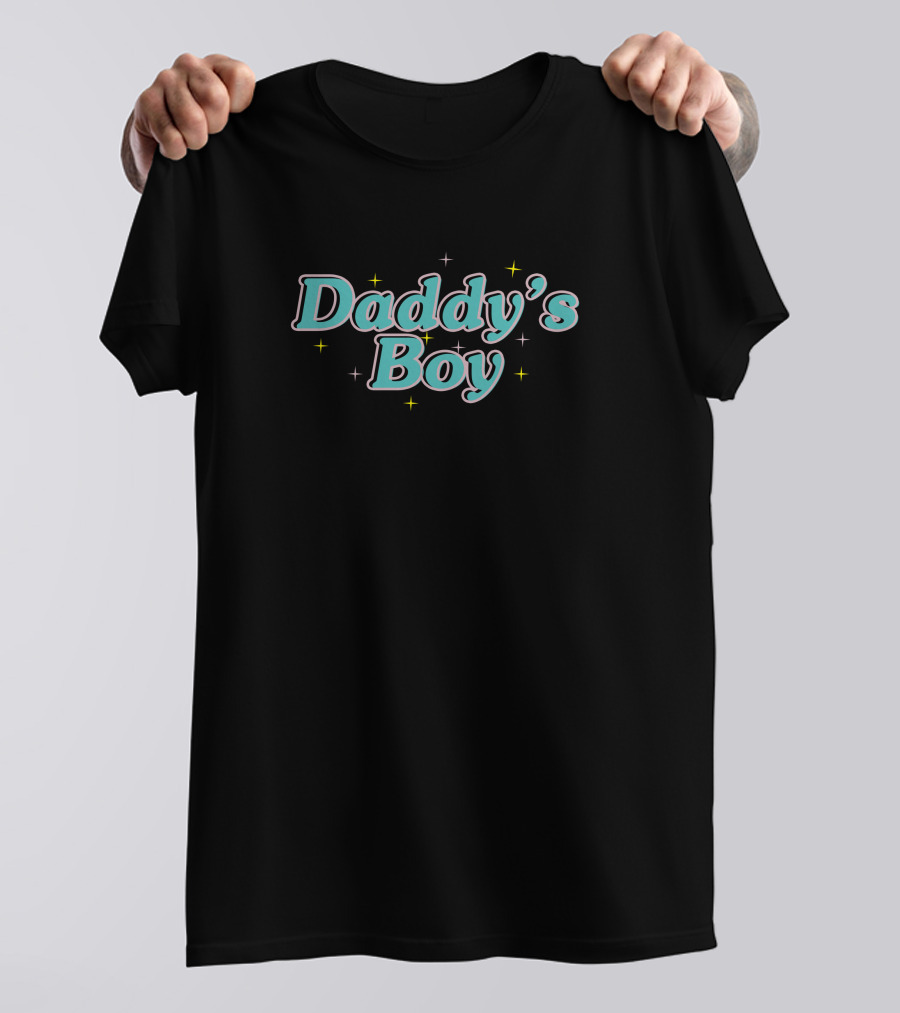 Daddy's Boy With Blue Text And Yellow Stars T-Shirt