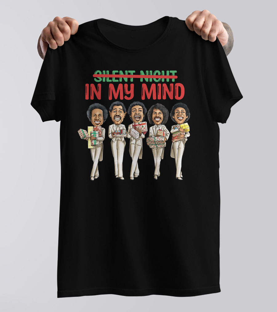 Silent Night Crossed Out In My Mind Christmas Four Singing Figures Holding Gifts T-Shirt