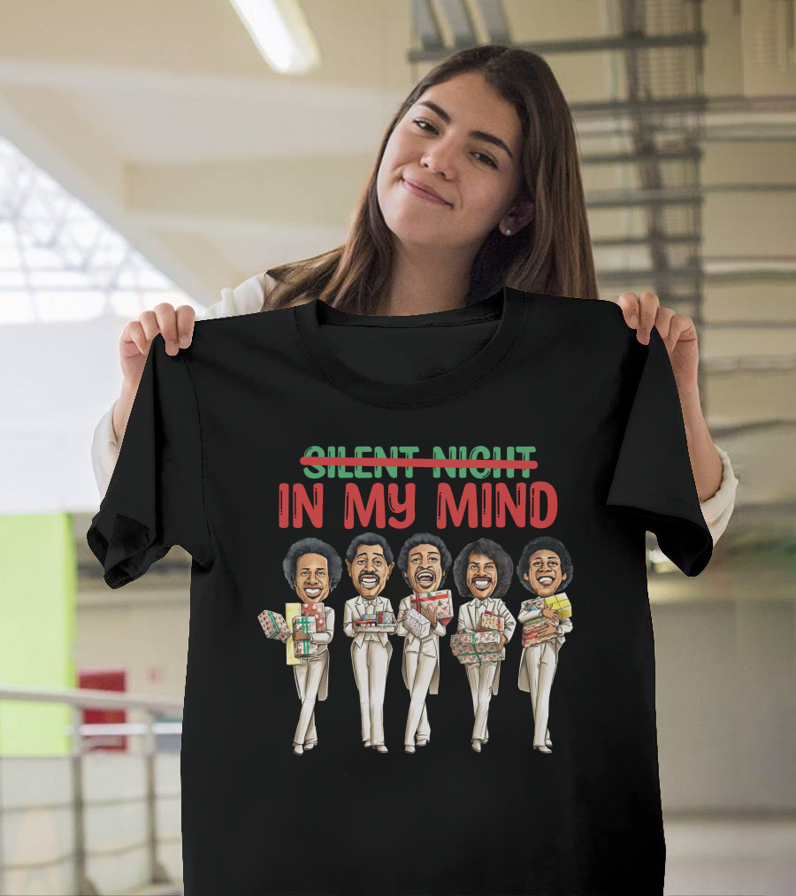 Silent Night Crossed Out In My Mind Christmas Four Singing Figures Holding Gifts T-Shirt