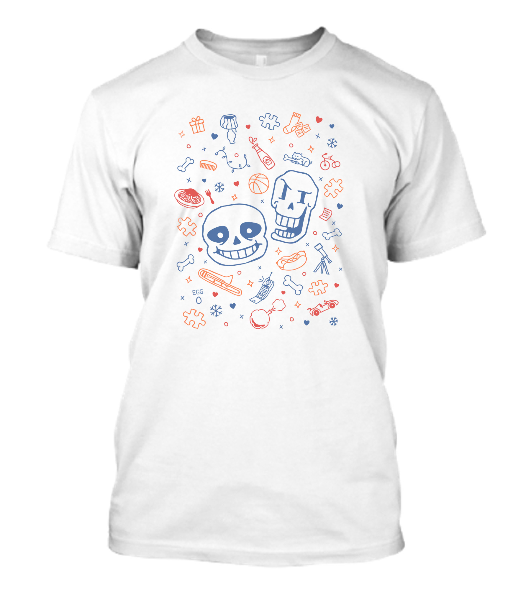 Sans Papyrus Egg Puzzle Bone Hearts Mischief T-Shirt