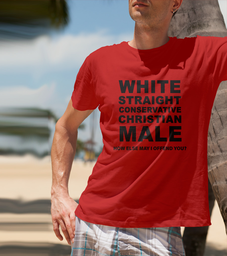 WHITE STRAIGHT CONSERVATIVE CHRISTIAN MALE HOW ELSE MAY I OFFEND YOU T-Shirt