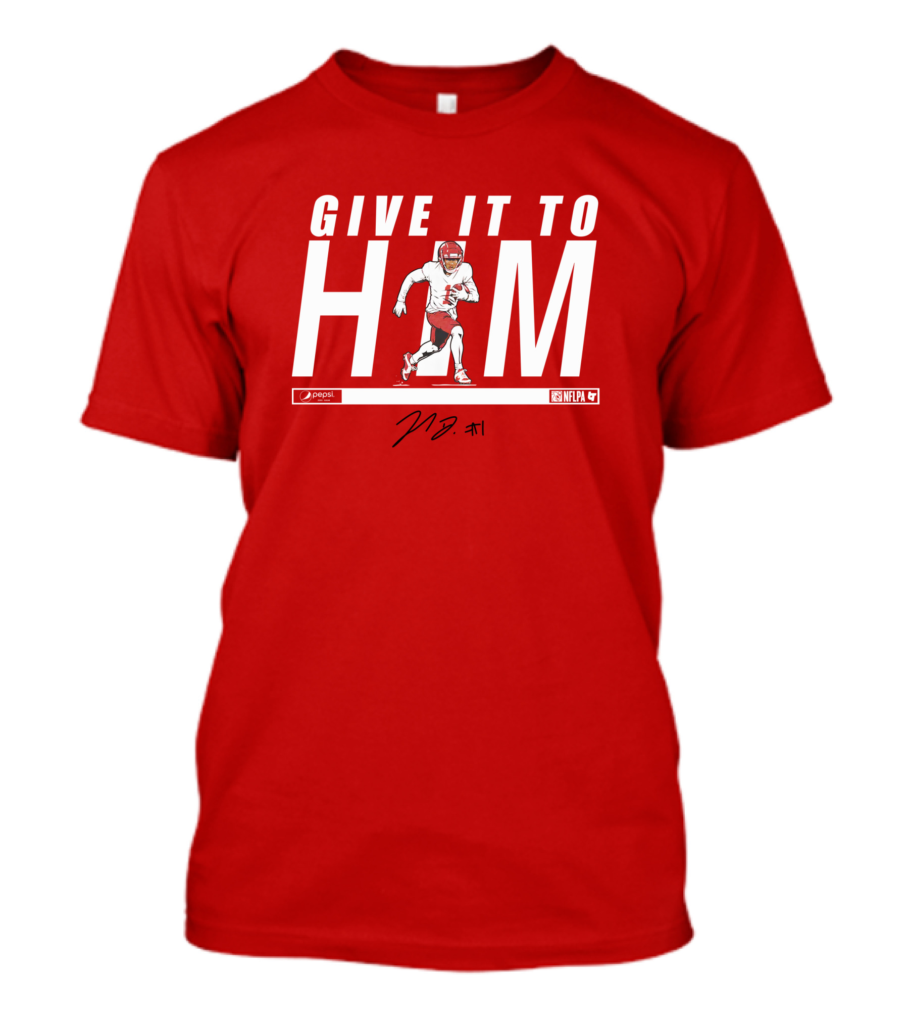 Give It To Him Football Player Signature 10 Red And White T-Shirt