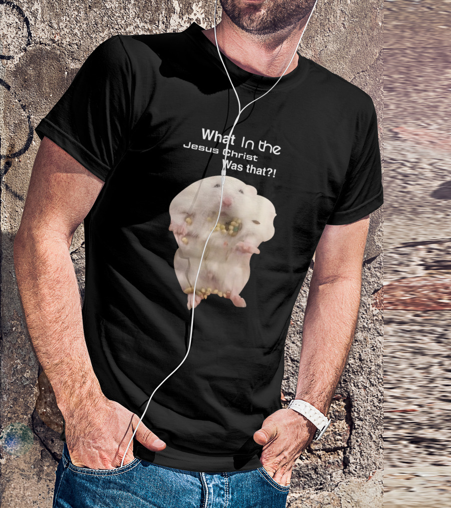 Hamster Jesus Christ Cute Fluffy White Rodent Eating Food T-Shirt