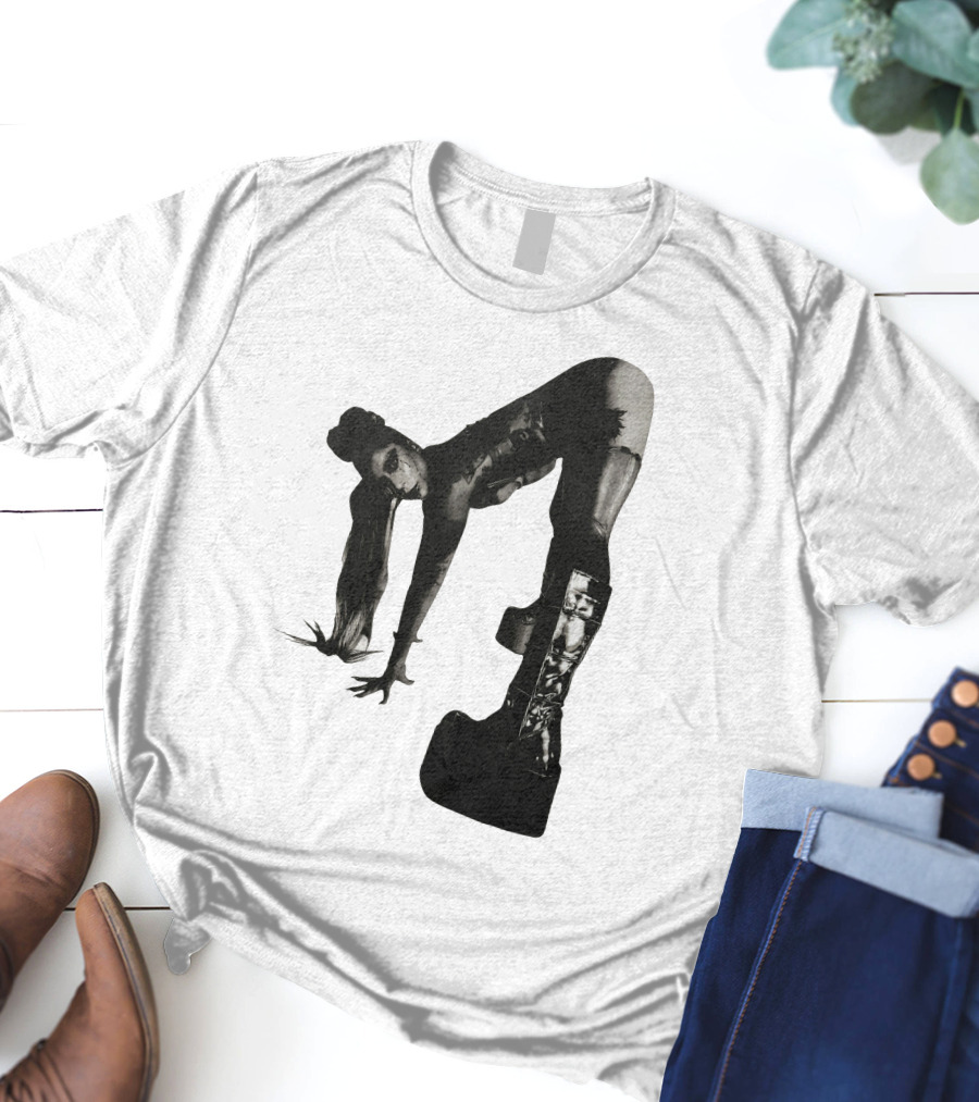 Lady Gaga Chromatica Black And White Striking Pose Platform Boots T-Shirt