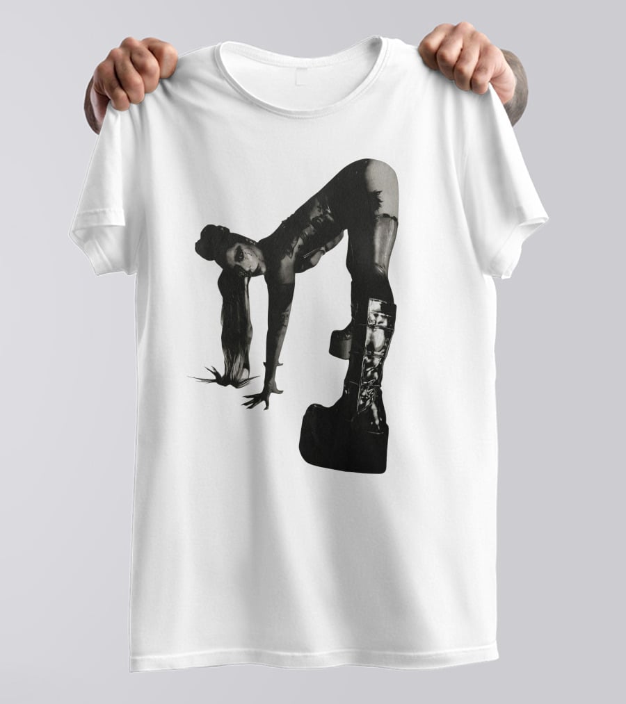 Lady Gaga Chromatica Black And White Striking Pose Platform Boots T-Shirt