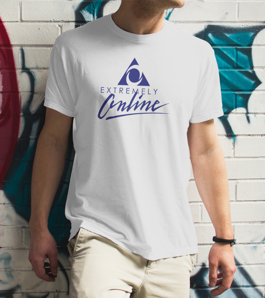 EXTREMELY ONLINE Internet Culture 90s Aesthetic Triangle T-Shirt