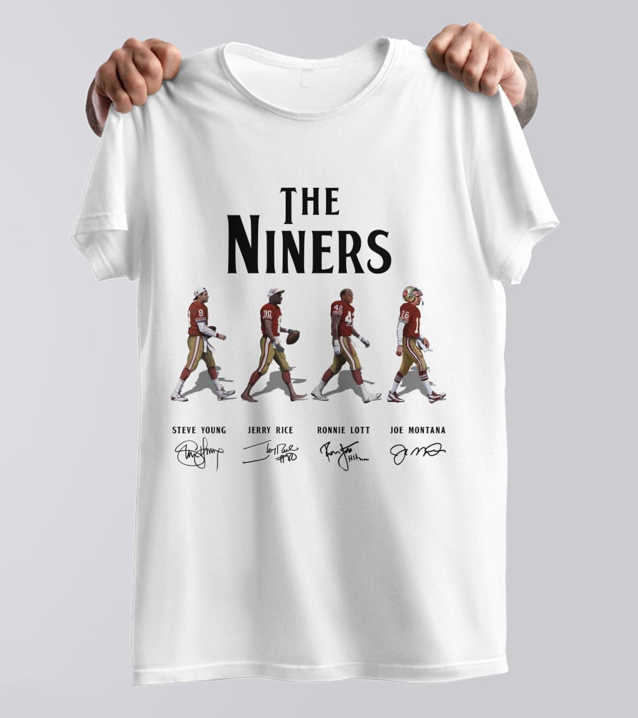 The Niners San Francisco 49ers Abbey Road Steve Young Jerry Rice Ronnie Lott Joe Montana Signatures T-Shirt