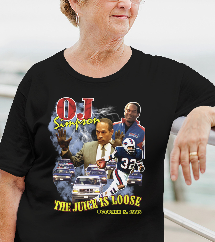 OJ Simpson The Juice Is Loose October 3, 1995 Football Chase T-Shirt