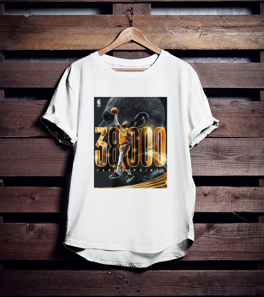 NBA Lebron James 38000 Career Points Achievement T-Shirt