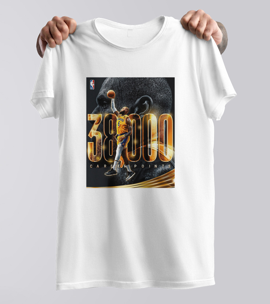 NBA Lebron James 38000 Career Points Achievement T-Shirt