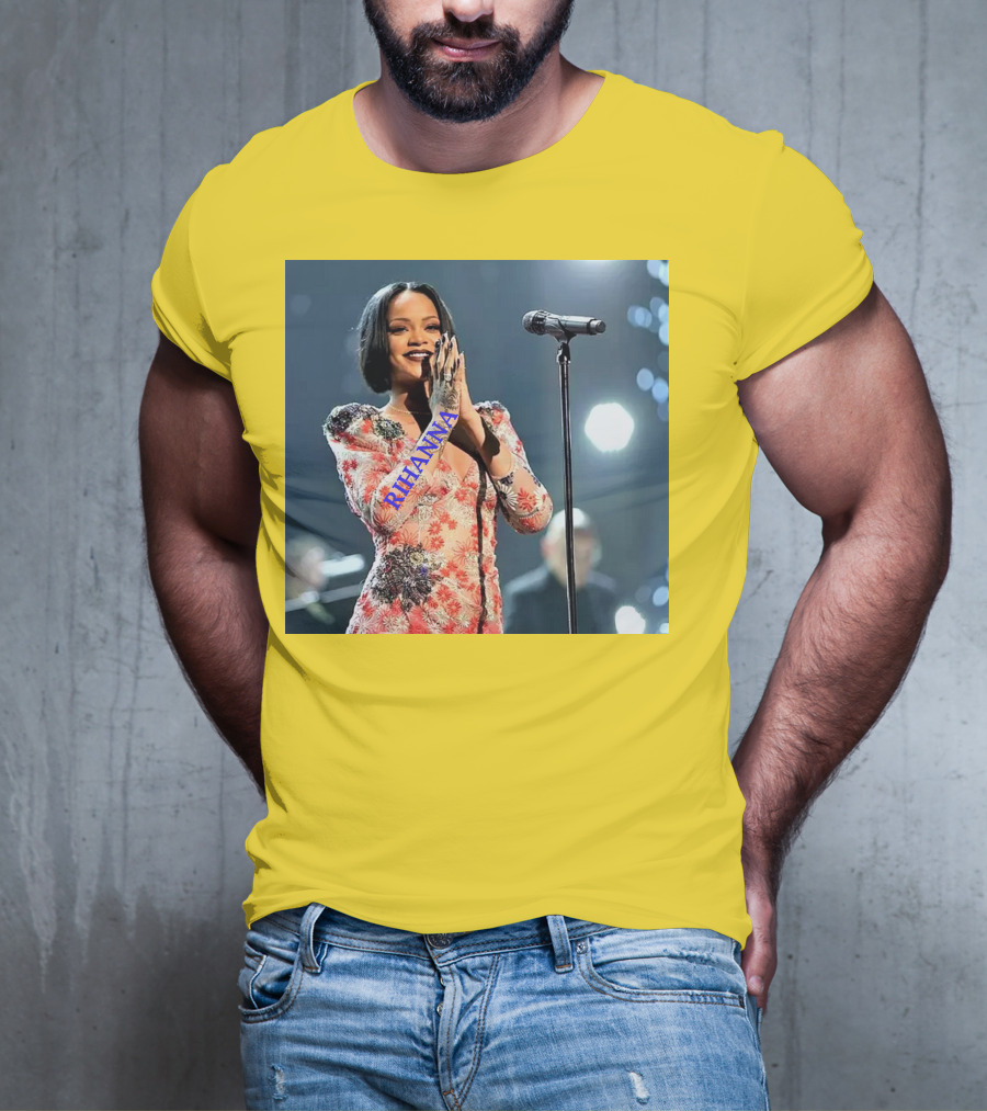 Rihanna Singer Songwriter Actress Performance Floral Dress T-Shirt