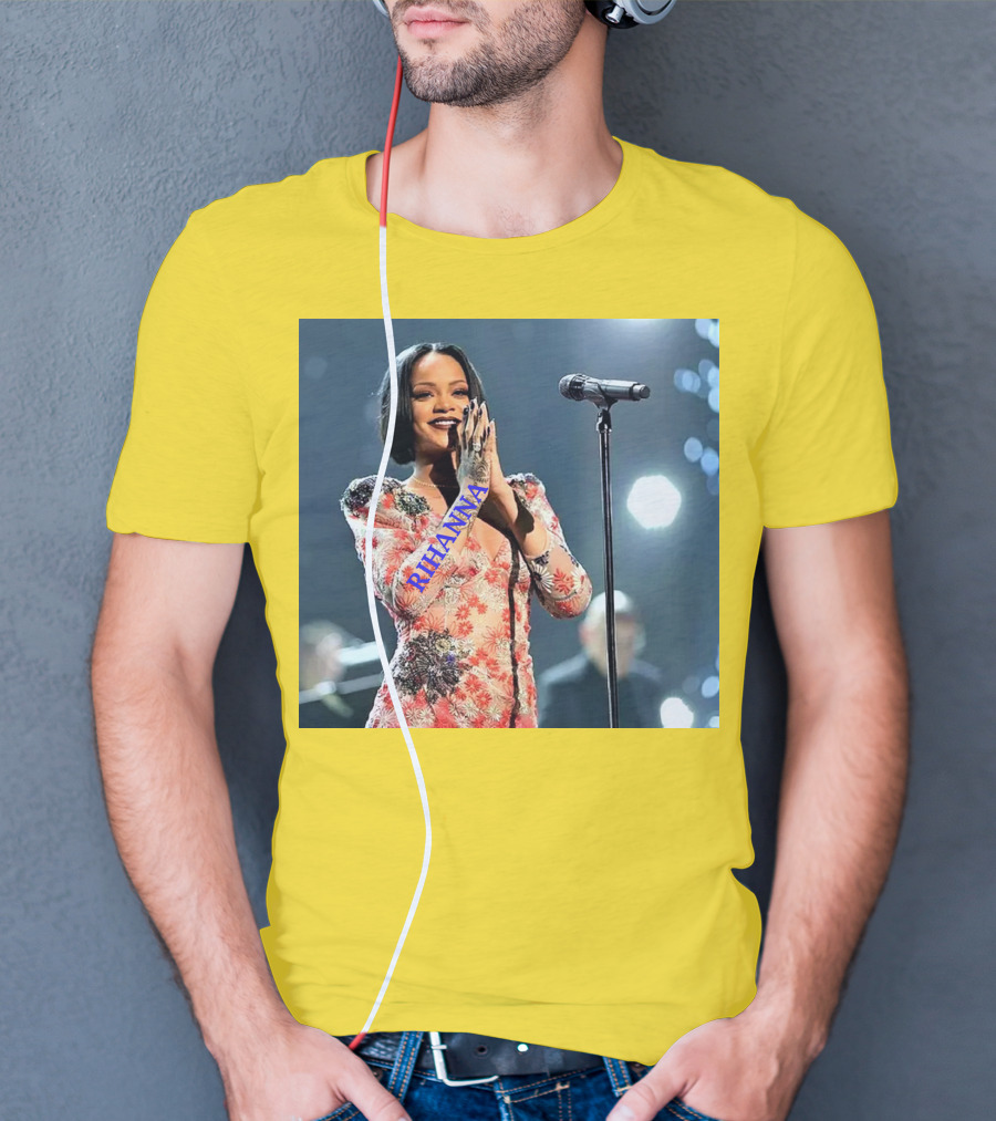 Rihanna Singer Songwriter Actress Performance Floral Dress T-Shirt