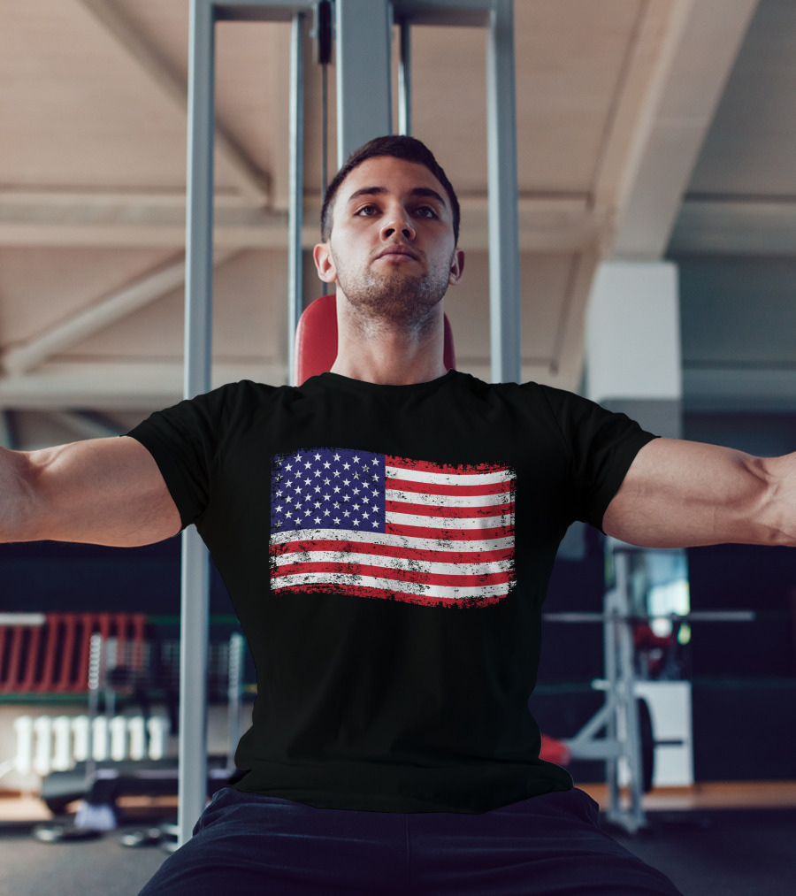 American Flag Distressed Vintage Style T-Shirt