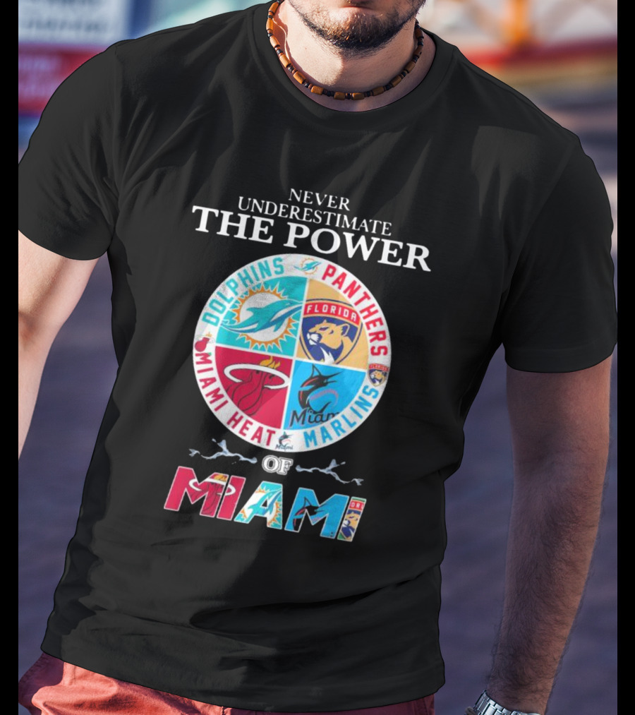 Never Underestimate The Power Of Miami Dolphins Panthers Heat Marlins T-Shirt