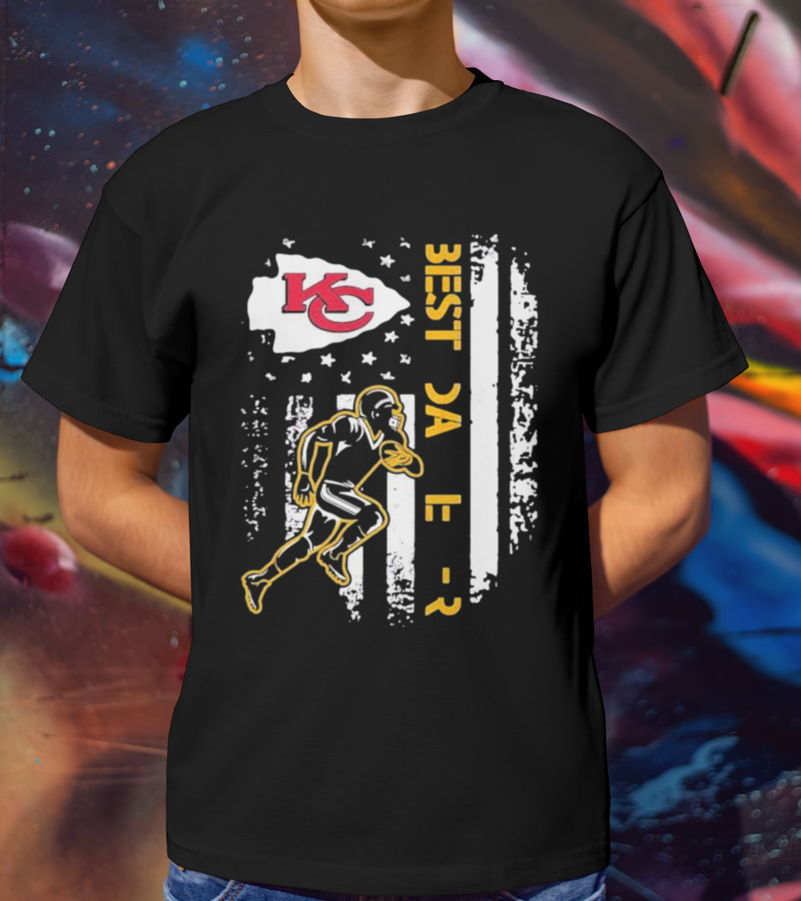 Best Dad Ever Kansas City Chiefs Football American Flag T-Shirt