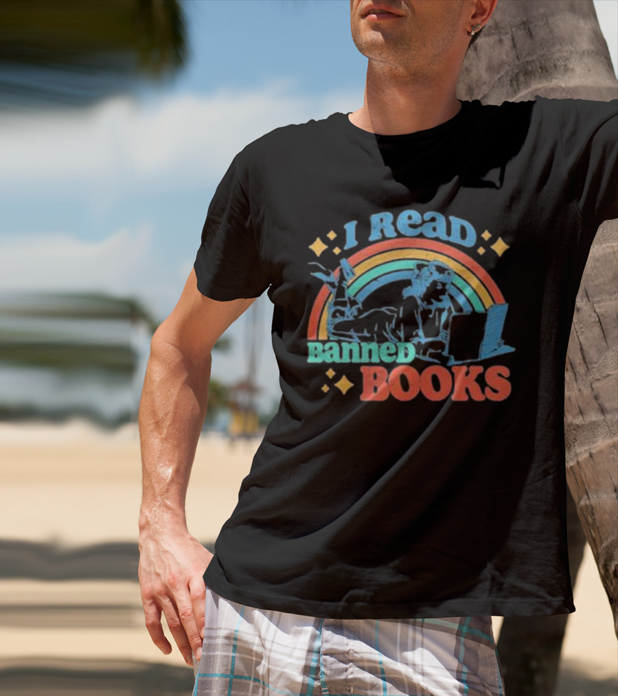 I Read Banned Books Retro Rainbow T-Shirt