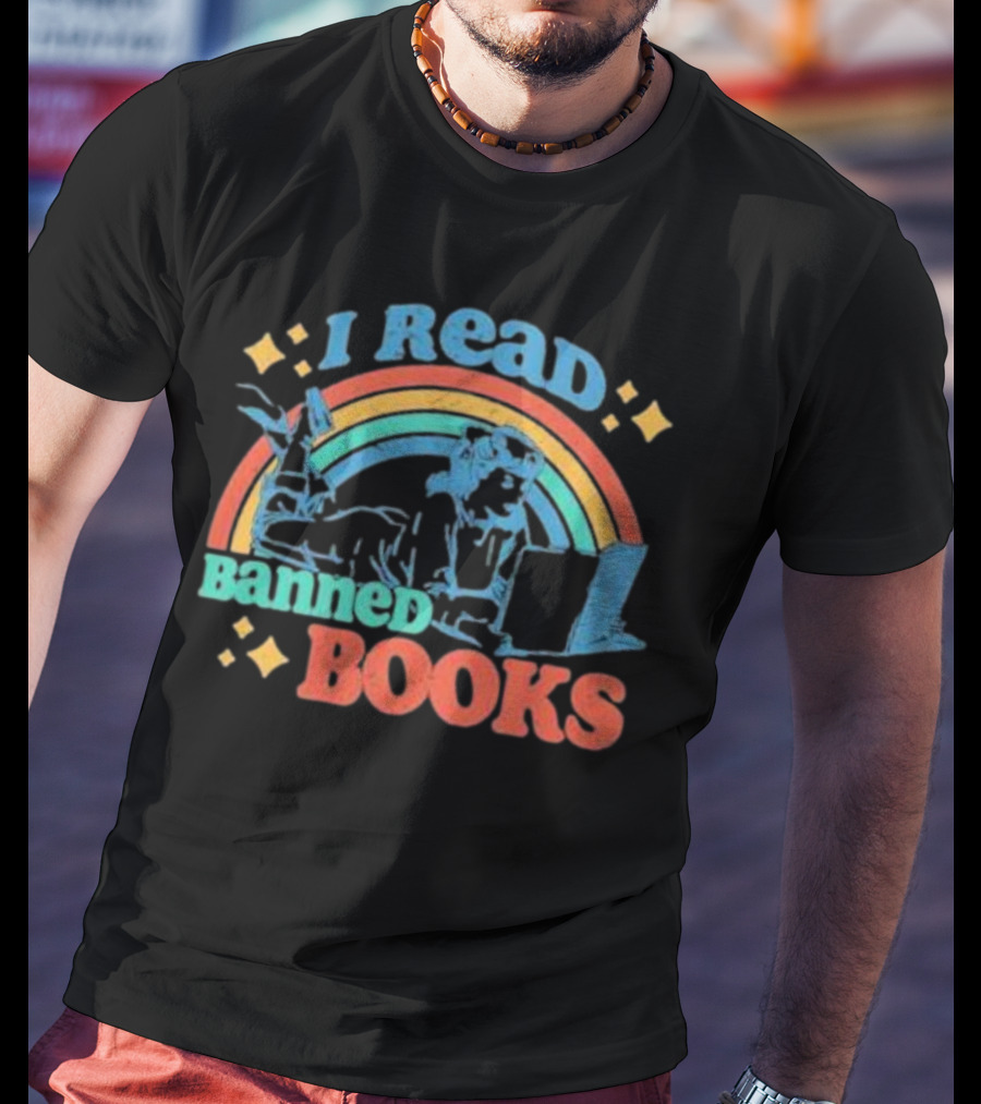 I Read Banned Books Retro Rainbow T-Shirt