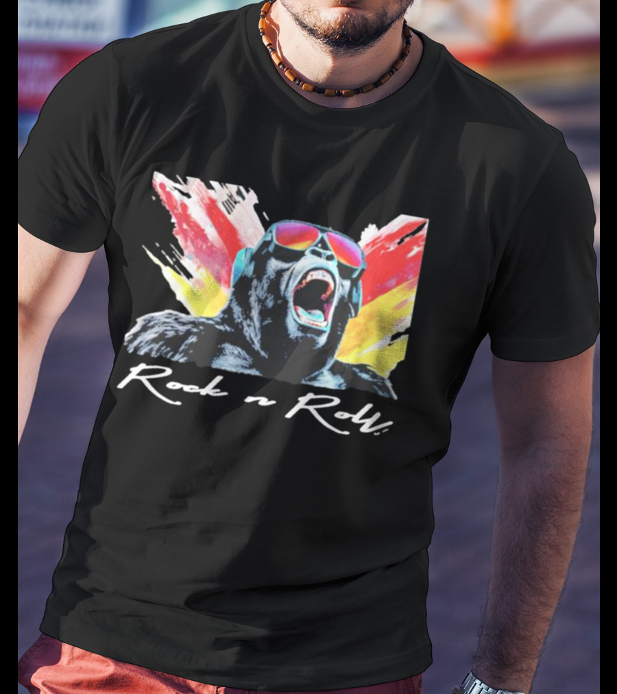 Rock N Roll Gorilla With Headphones And Sunglasses T-Shirt