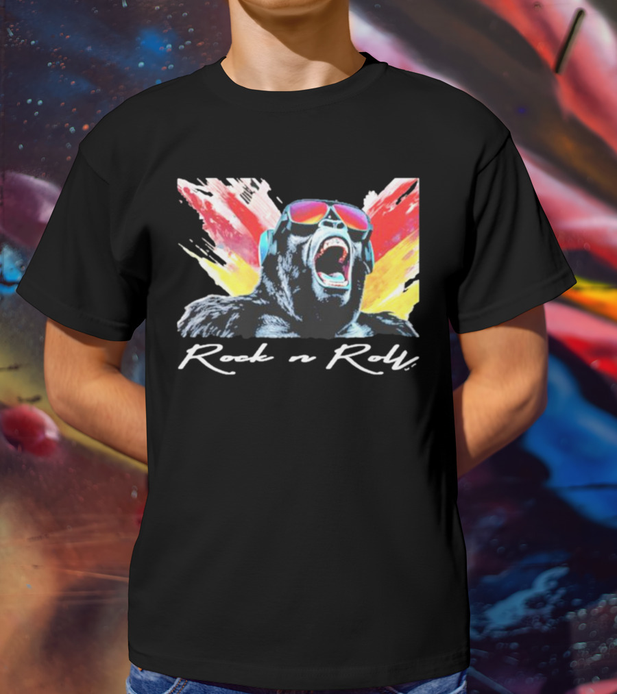 Rock N Roll Gorilla With Headphones And Sunglasses T-Shirt