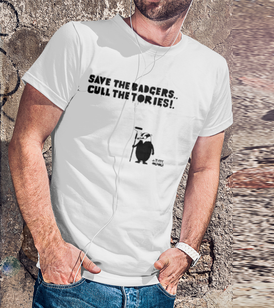 Save The Badgers Cull The Tories Badger With Paint Roller T-Shirt