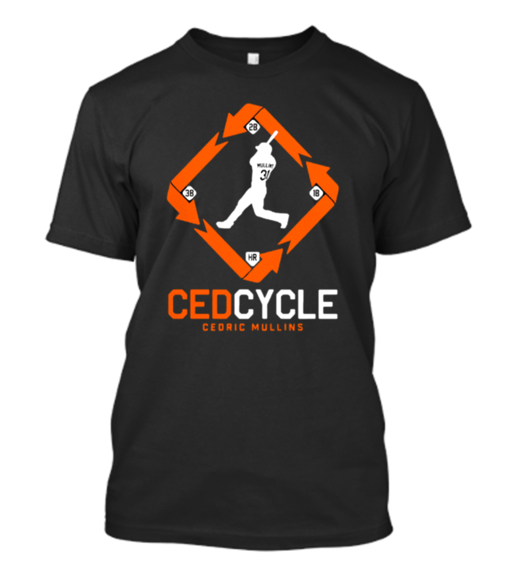 Cedric Mullins CEDCYCLE 31 Baseball Diamond 2B 3B 1B HR T-Shirt