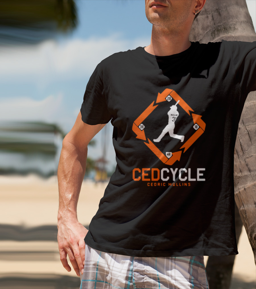 Cedric Mullins CEDCYCLE 31 Baseball Diamond 2B 3B 1B HR T-Shirt