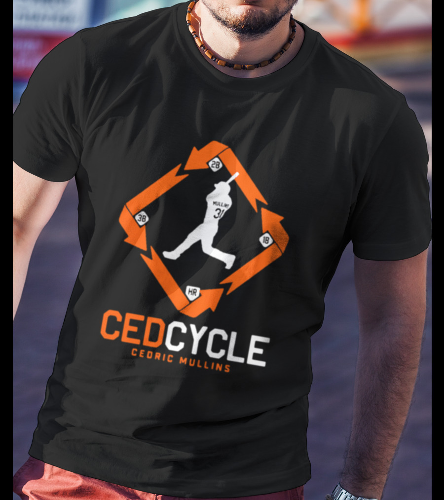 Cedric Mullins CEDCYCLE 31 Baseball Diamond 2B 3B 1B HR T-Shirt