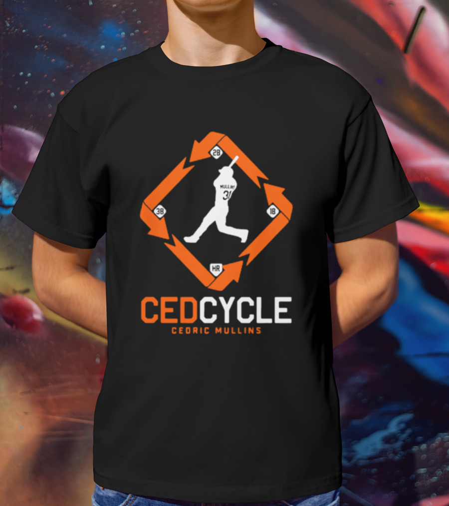 Cedric Mullins CEDCYCLE 31 Baseball Diamond 2B 3B 1B HR T-Shirt