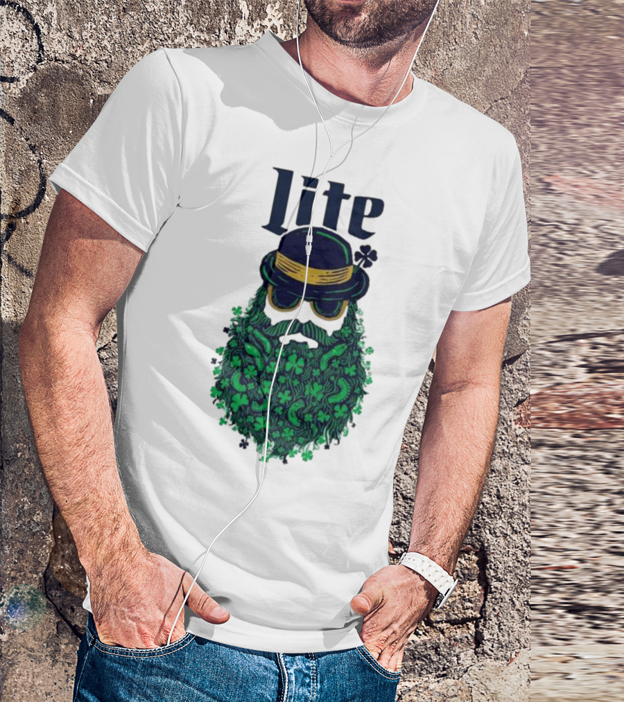 St Patrick’s Day Lite Hat And Green Beard With Shamrocks T-Shirt