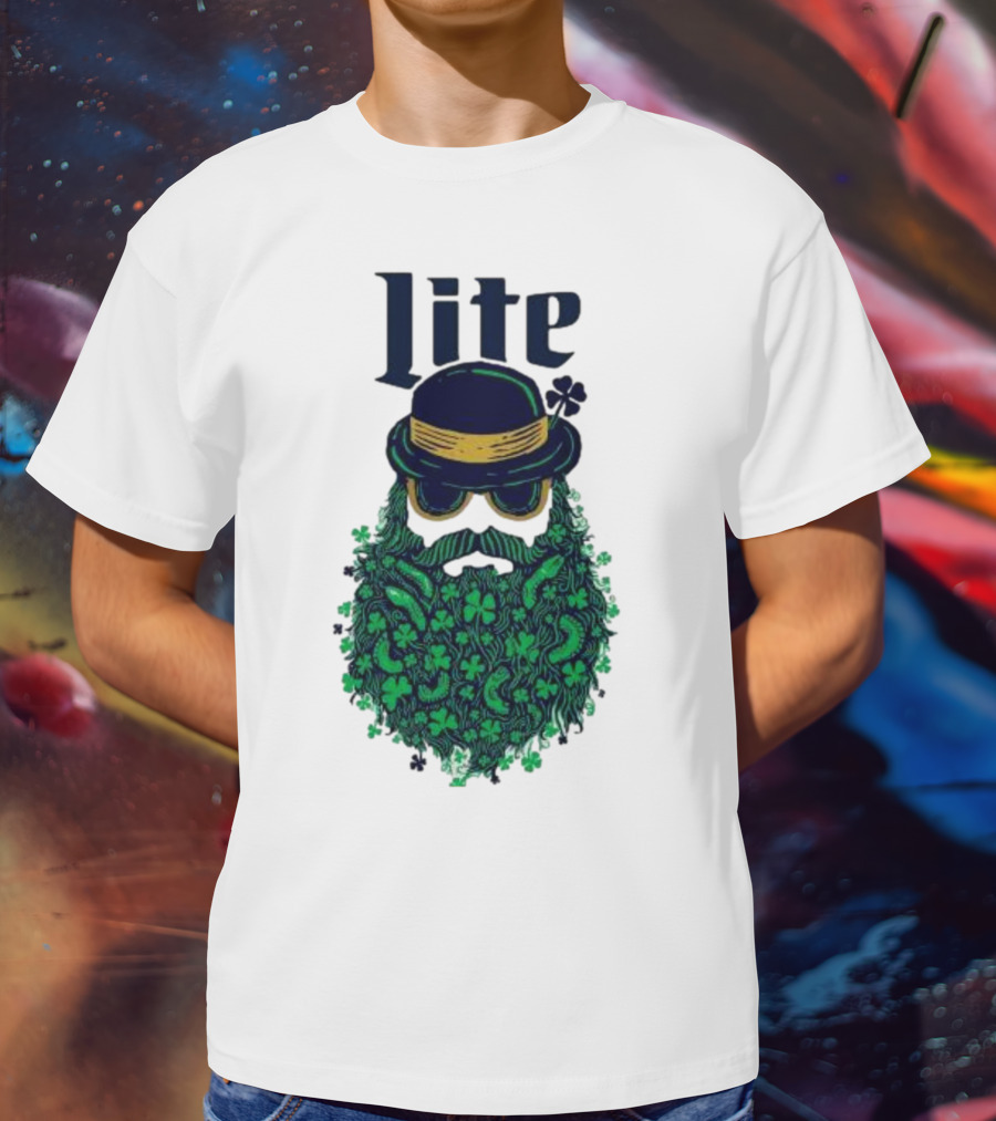 St Patrick’s Day Lite Hat And Green Beard With Shamrocks T-Shirt