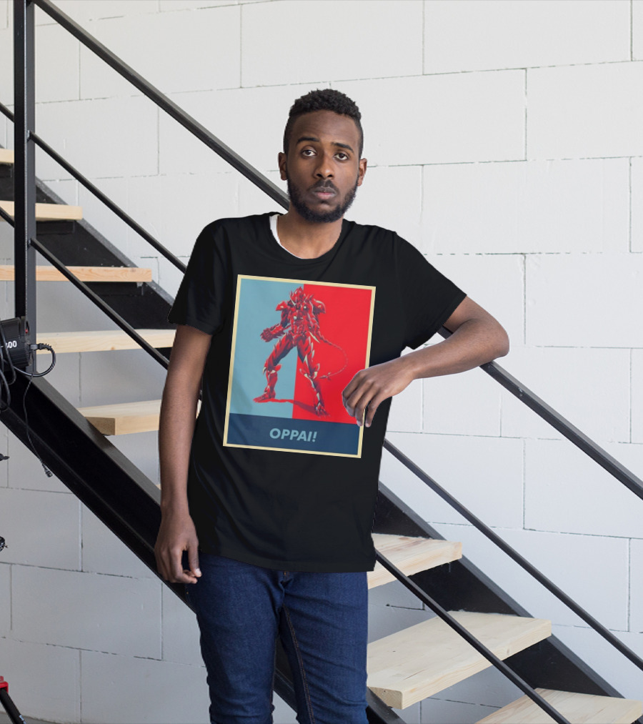 OPPAI Issei Hyoudou High School DxD Hope Style Mecha Fusion Red And Blue Dual Color Background T-Shirt