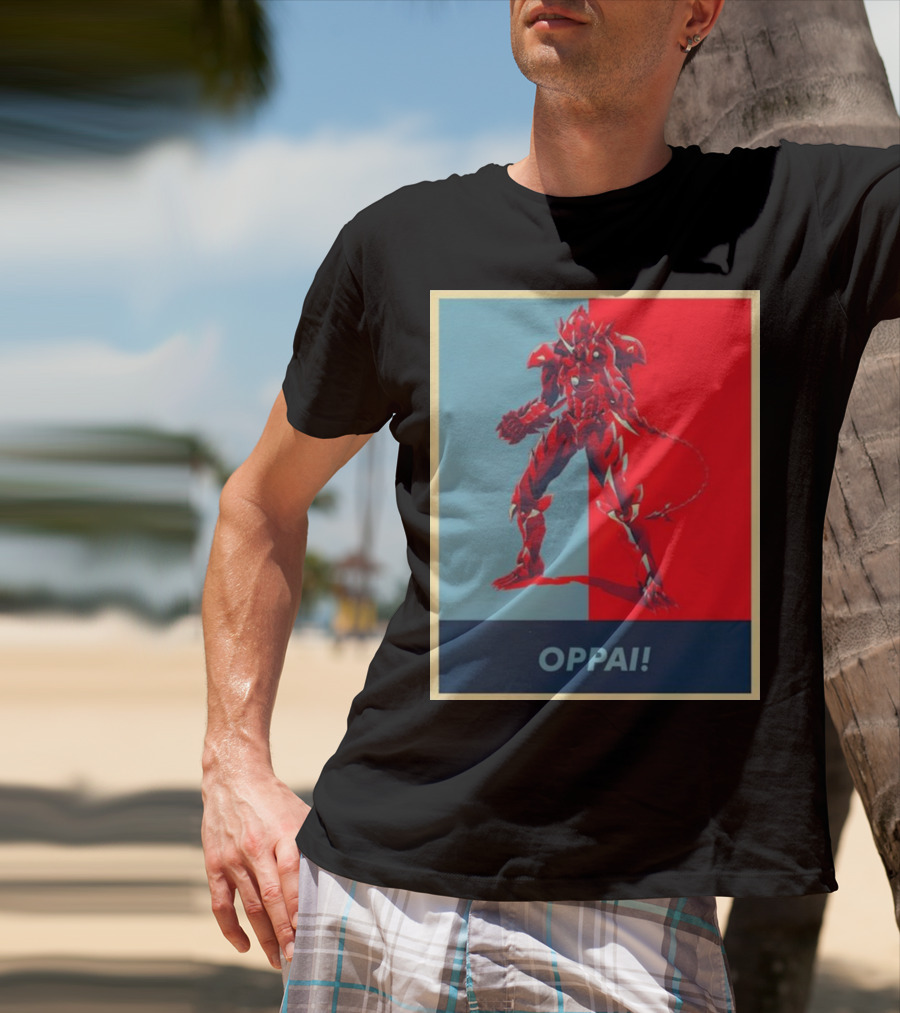 OPPAI Issei Hyoudou High School DxD Hope Style Mecha Fusion Red And Blue Dual Color Background T-Shirt