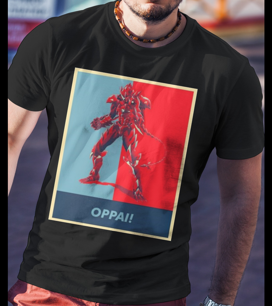 OPPAI Issei Hyoudou High School DxD Hope Style Mecha Fusion Red And Blue Dual Color Background T-Shirt