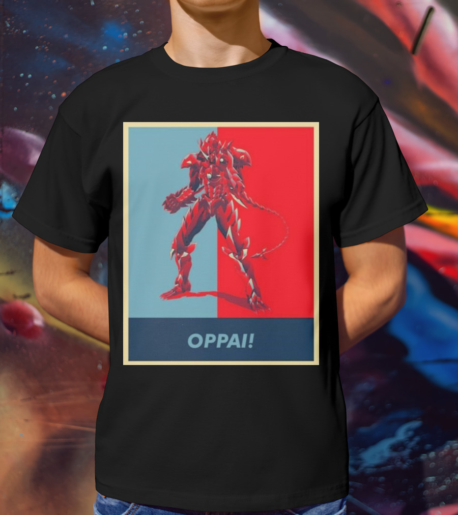 OPPAI Issei Hyoudou High School DxD Hope Style Mecha Fusion Red And Blue Dual Color Background T-Shirt