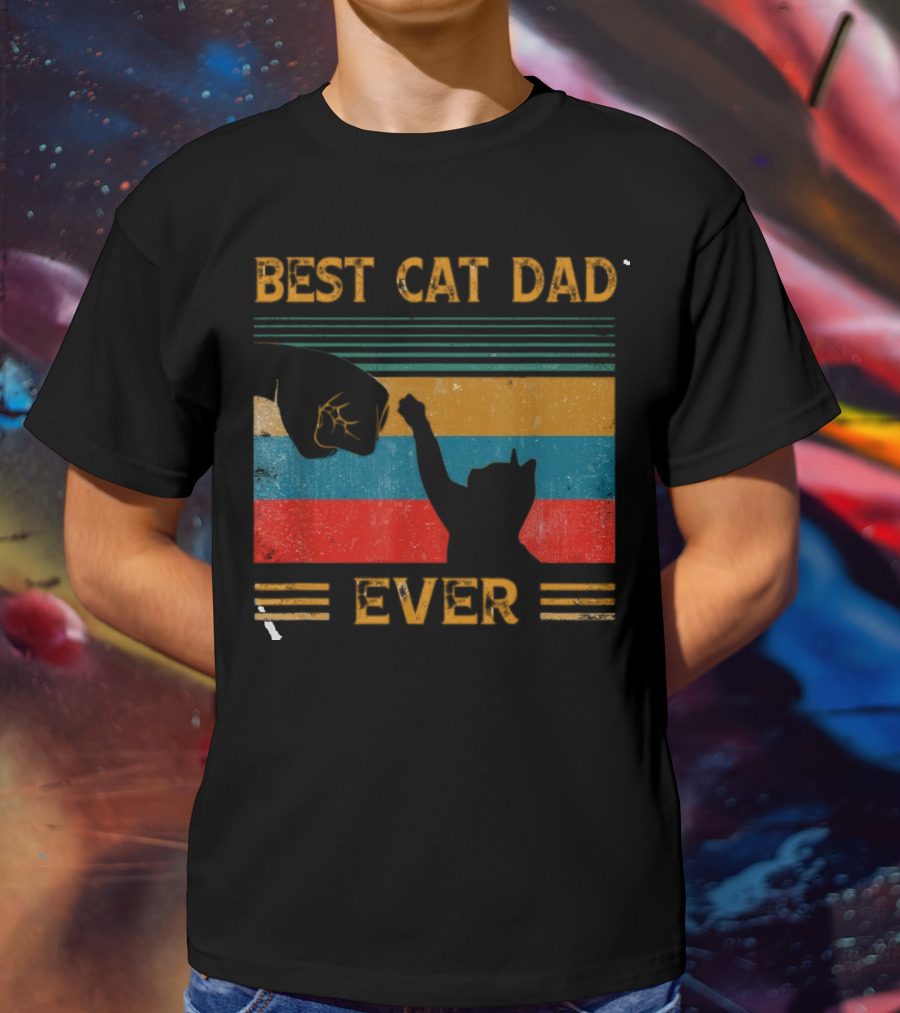 Best Cat Dad Ever Vintage Pet Lover Apparel Funny Kitty Clothes Cat Owners Cat Daddy T-Shirt