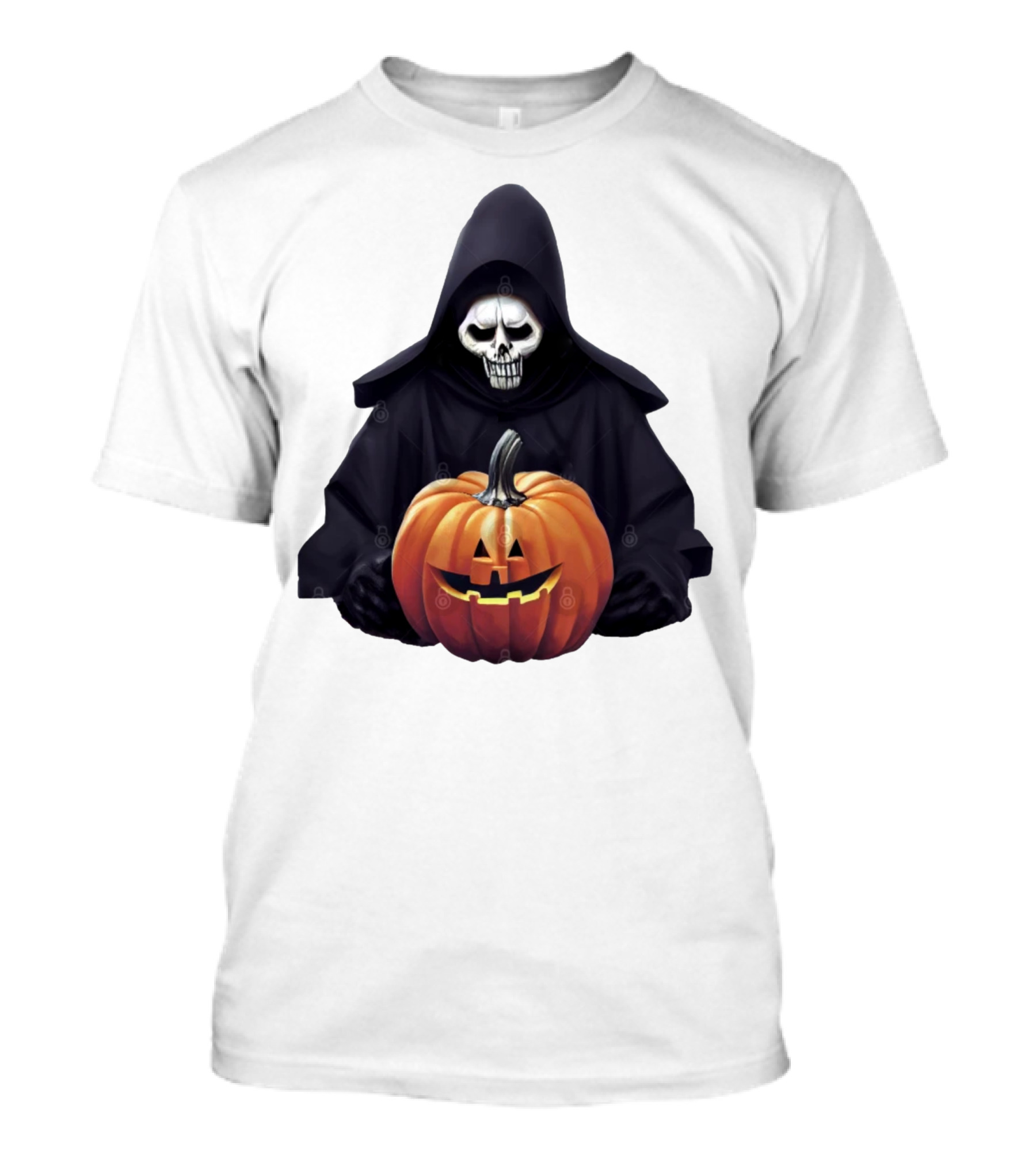 Grim Reaper Holding Jack-O'-Lantern Pumpkin T-Shirt