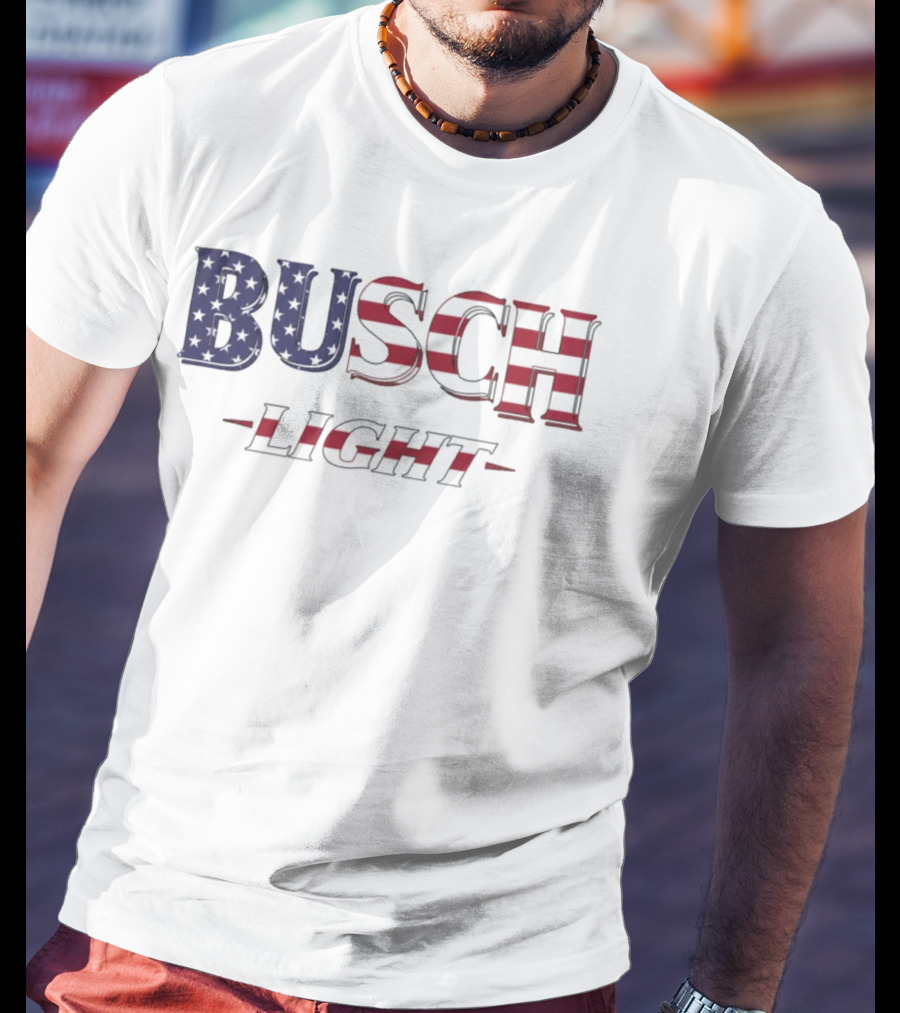 Hardy Busch Light American Flag USA T-Shirt