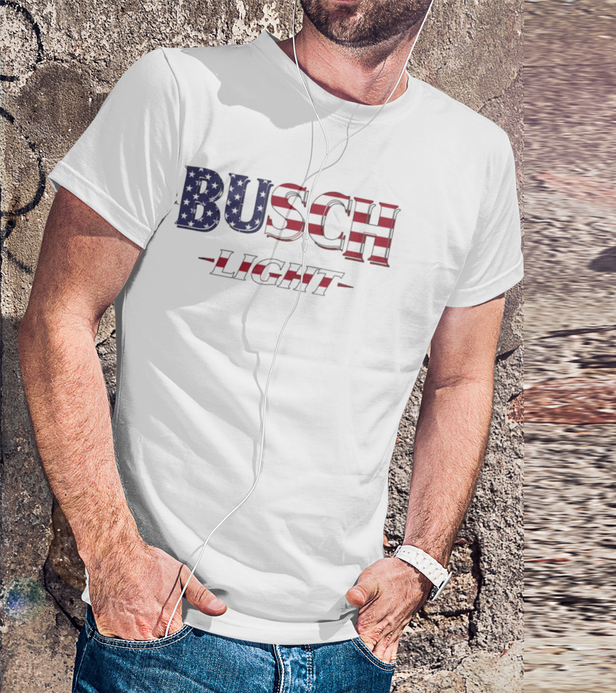Hardy Busch Light American Flag USA T-Shirt