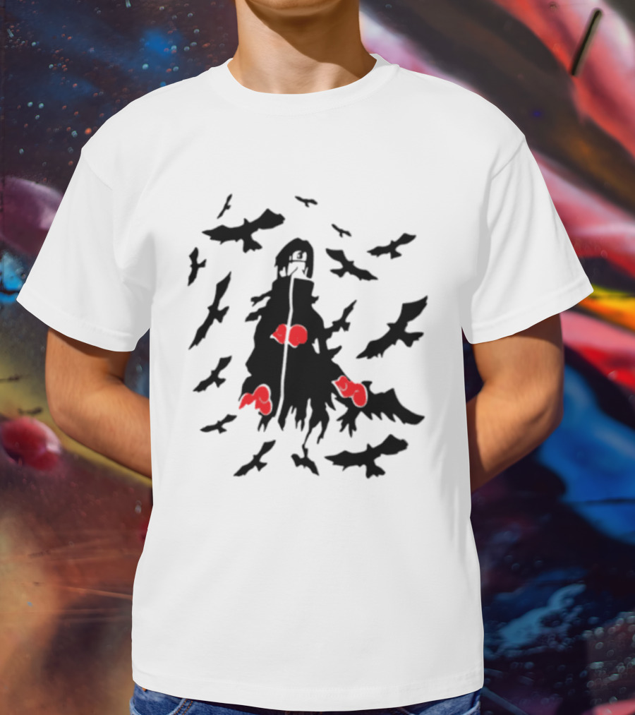 Itachi Uchiha Akatsuki Cloak And Crows With Red Clouds T-Shirt