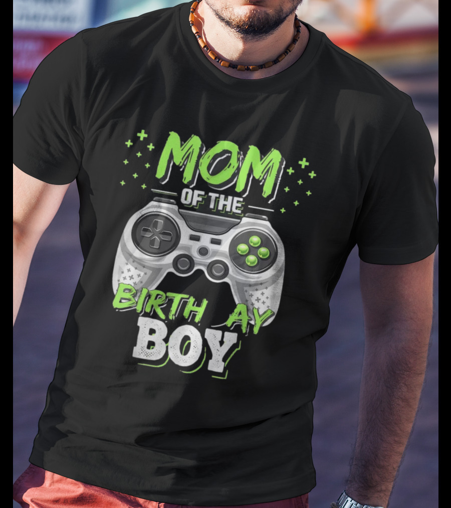 Mom Of The Birthday Boy Gamer Controller Matching Video Gamer Birthday Party T-Shirt