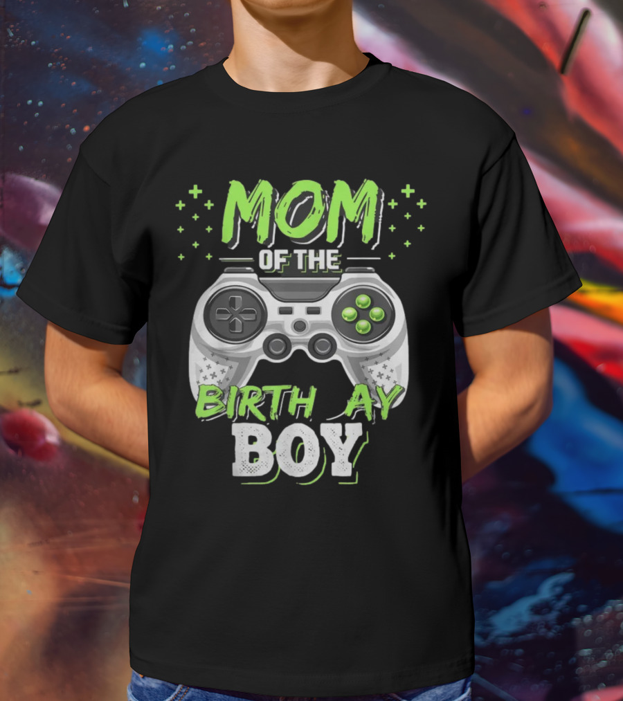 Mom Of The Birthday Boy Gamer Controller Matching Video Gamer Birthday Party T-Shirt