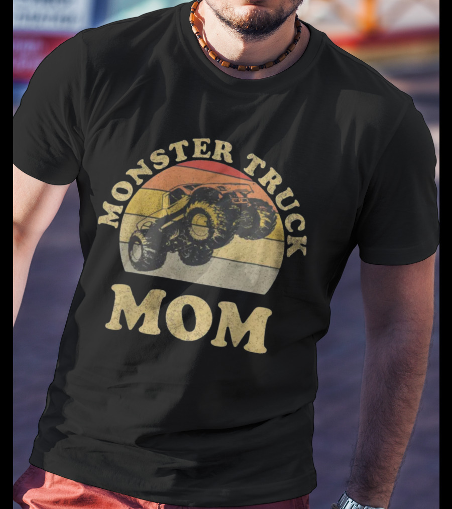 Vintage Monster Truck Mom Retro Stripes T-Shirt