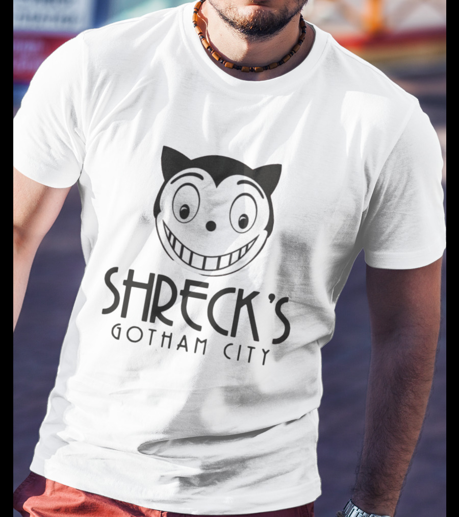 Shreck's Gotham City Smiling Cat Face T-Shirt