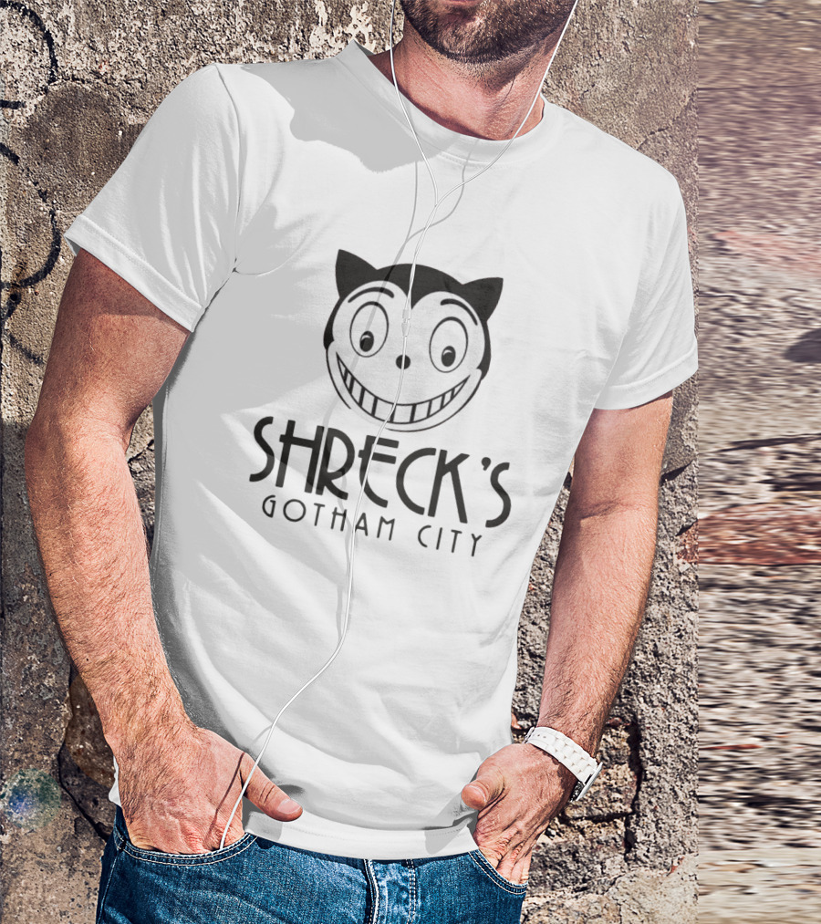 Shreck's Gotham City Smiling Cat Face T-Shirt