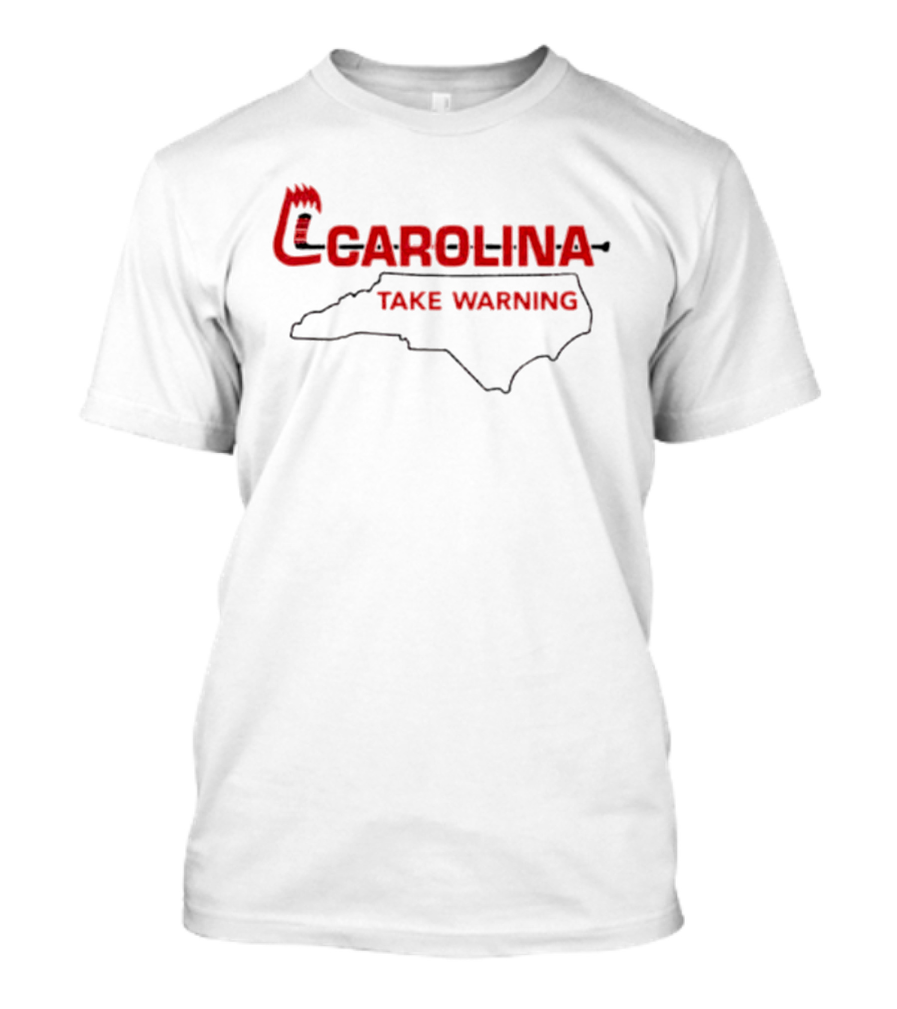 Carolina Take Warning North Carolina Outline Red Claw T-Shirt